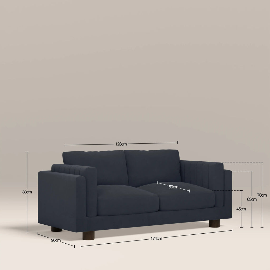 Halton 2 Seater Sofa | Dark Blue Sustainable Velvet