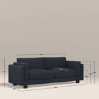 Halton 3 Seater Sofa | Dark Blue Sustainable Velvet
