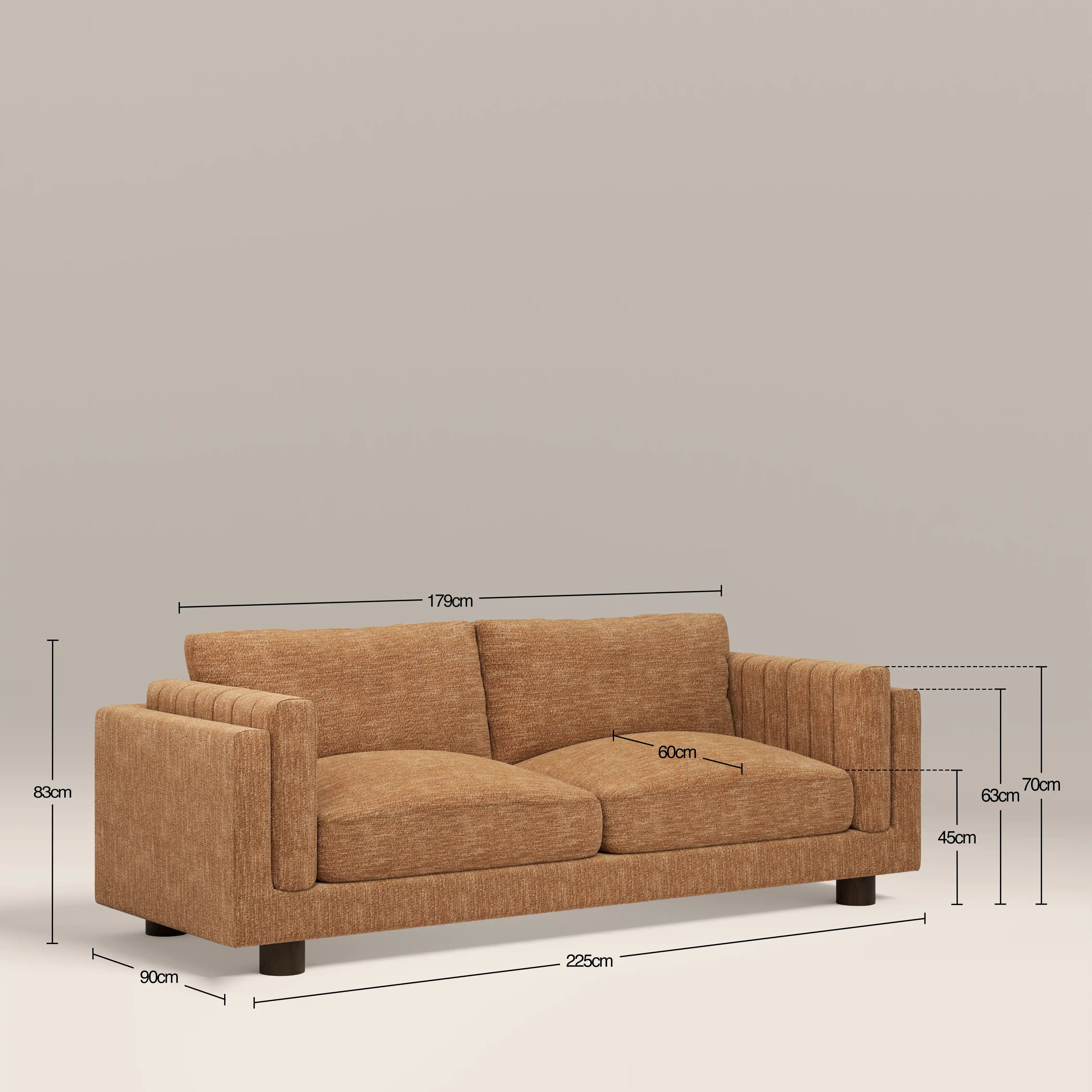 Halton 3 Seater Sofa | Speckled Honey Sustainable Boucle