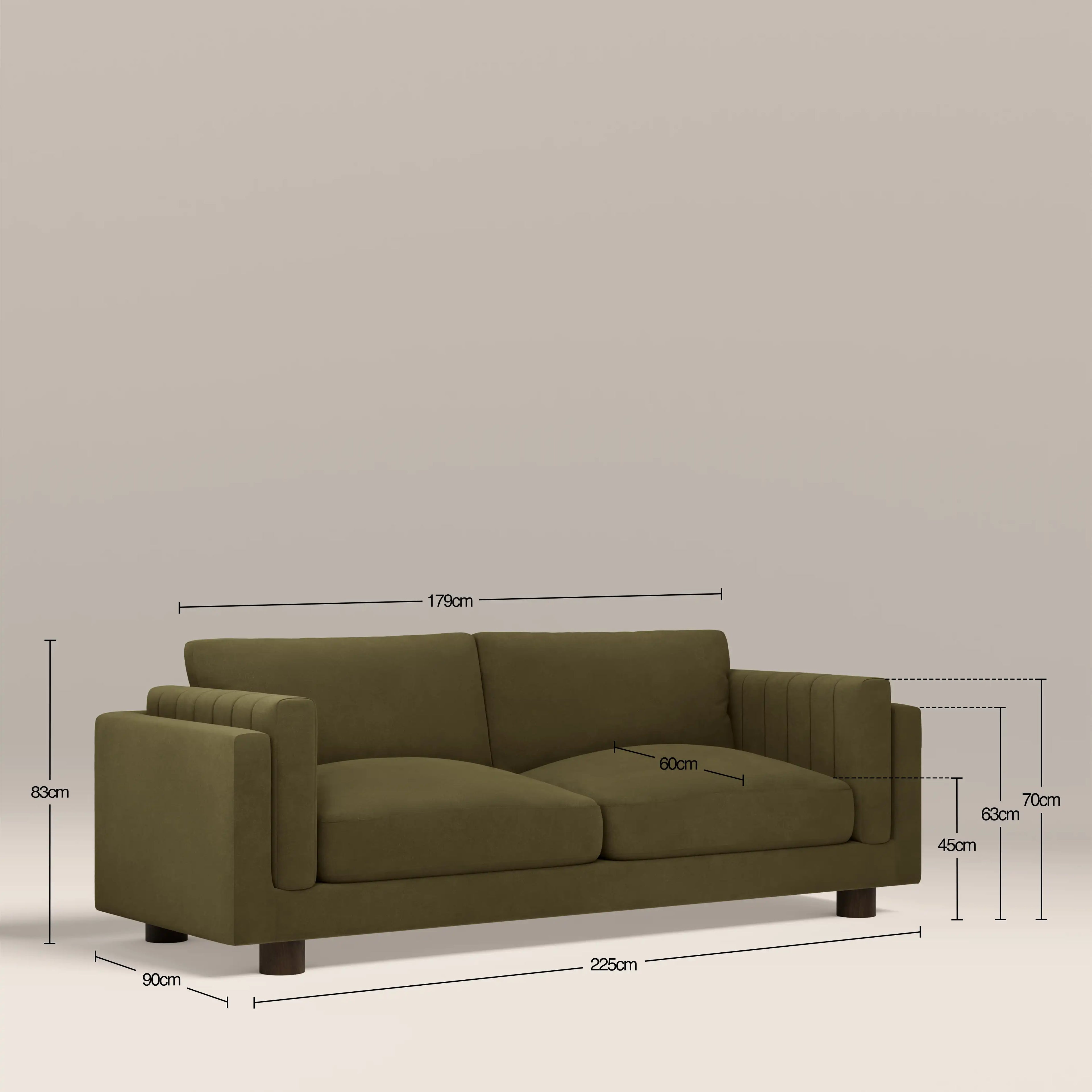 Halton 3 Seater Sofa | Moss Green Sustainable Mohair Velvet