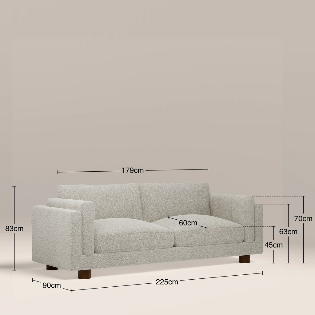 Halton 3 Seater Sofa | Speckled Stone Sustainable Boucle