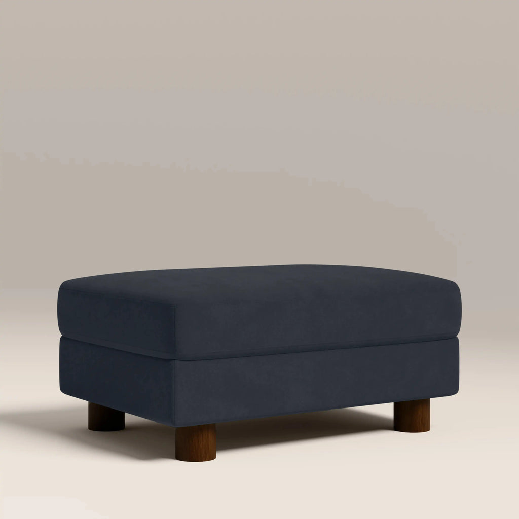 Halton Footstool | Dark Blue Sustainable Velvet