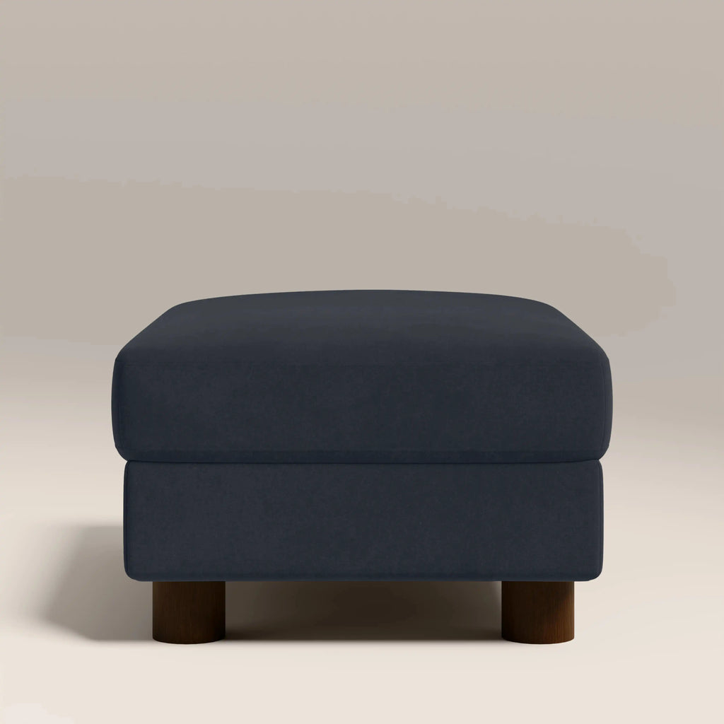 Halton Footstool | Dark Blue Sustainable Velvet