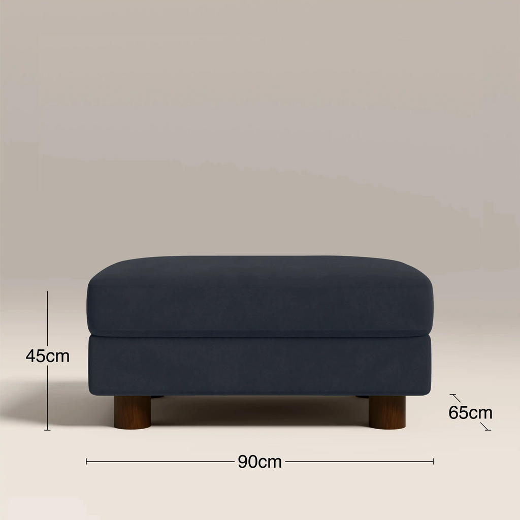 Halton Footstool | Dark Blue Sustainable Velvet