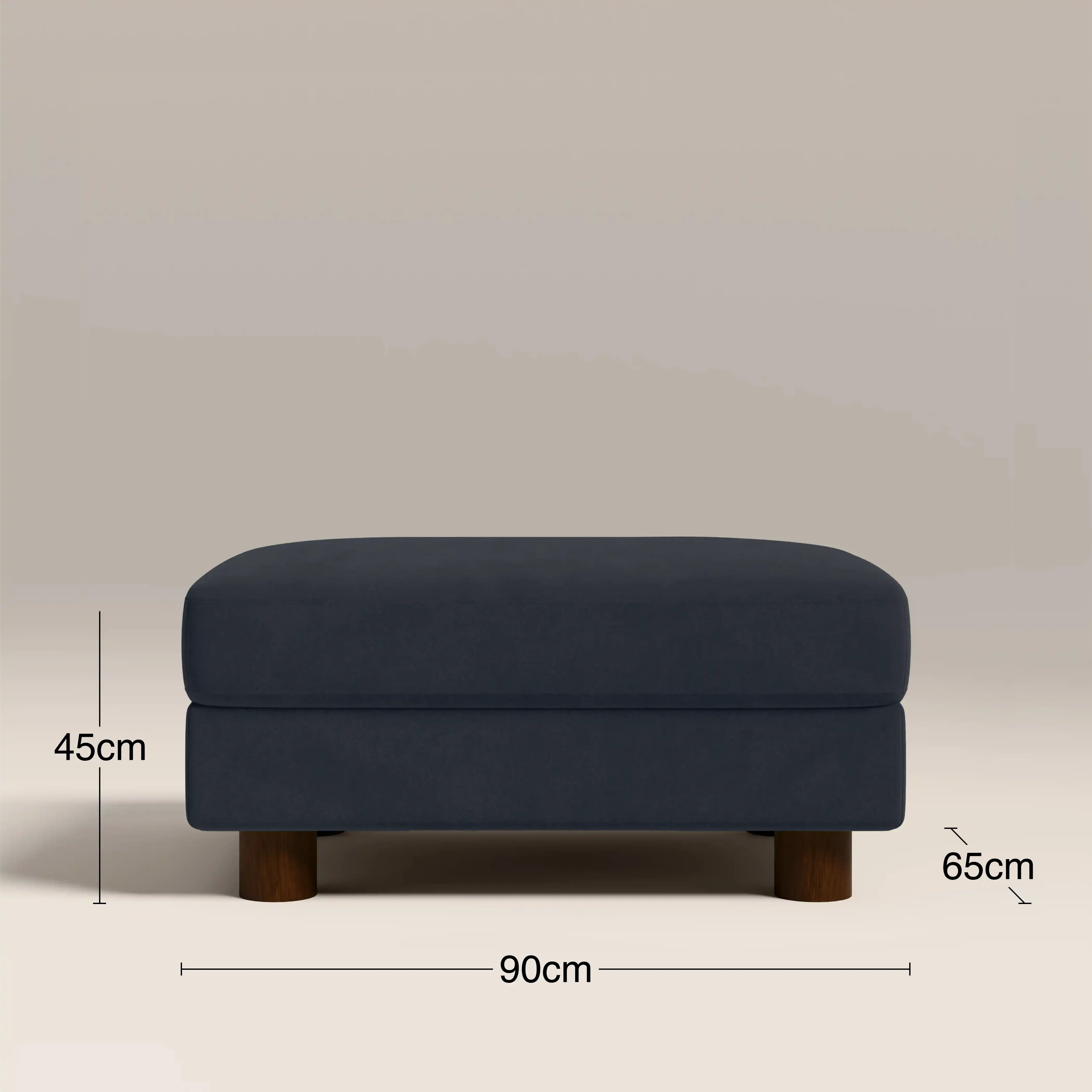 Halton Footstool | Dark Blue Sustainable Velvet