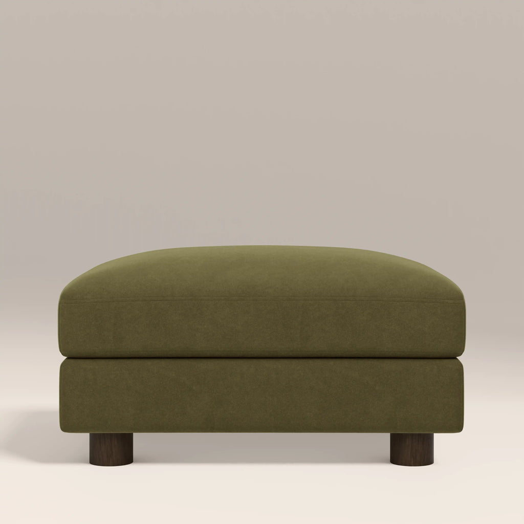 Halton Footstool | Moss Green Sustainable Mohair Velvet