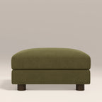 Halton Footstool | Moss Green Sustainable Mohair Velvet