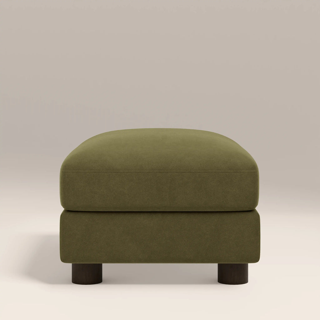 Halton Footstool | Moss Green Sustainable Mohair Velvet