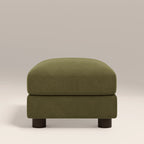 Halton Footstool | Moss Green Sustainable Mohair Velvet