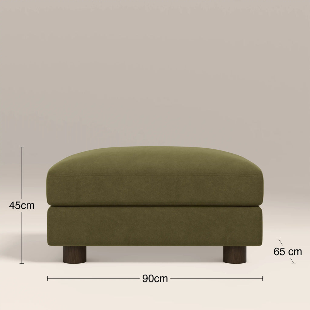 Halton Footstool | Moss Green Sustainable Mohair Velvet