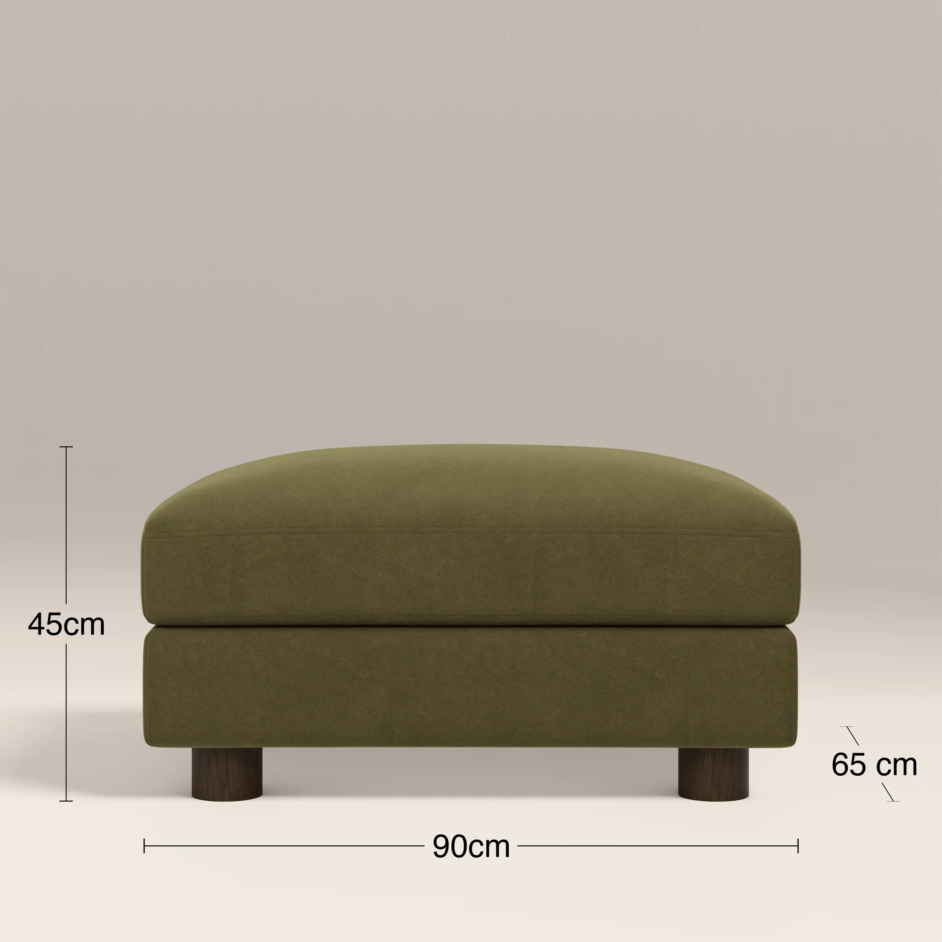Halton Footstool | Moss Green Sustainable Mohair Velvet