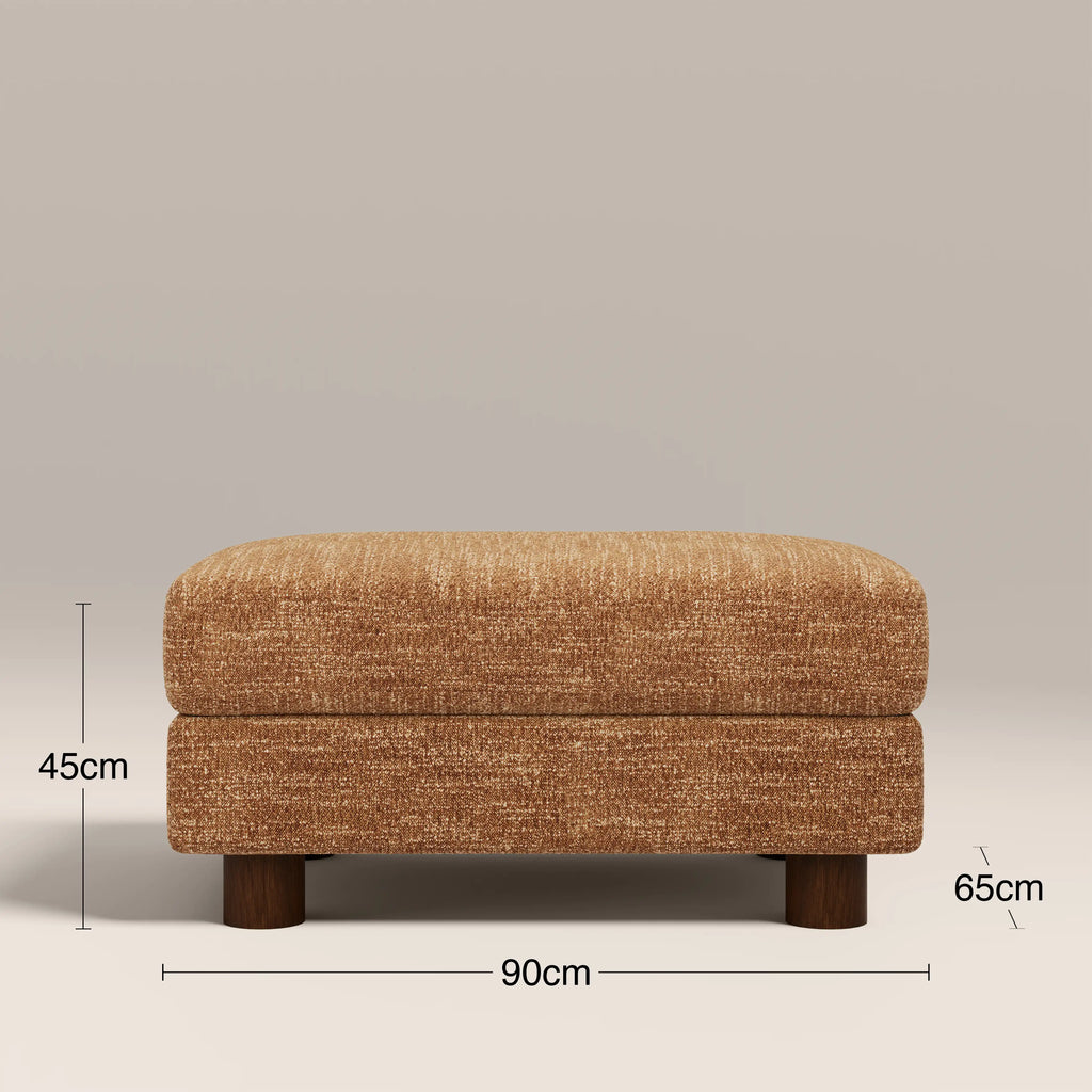 Halton Footstool |  Speckled Honey Sustainable Boucle