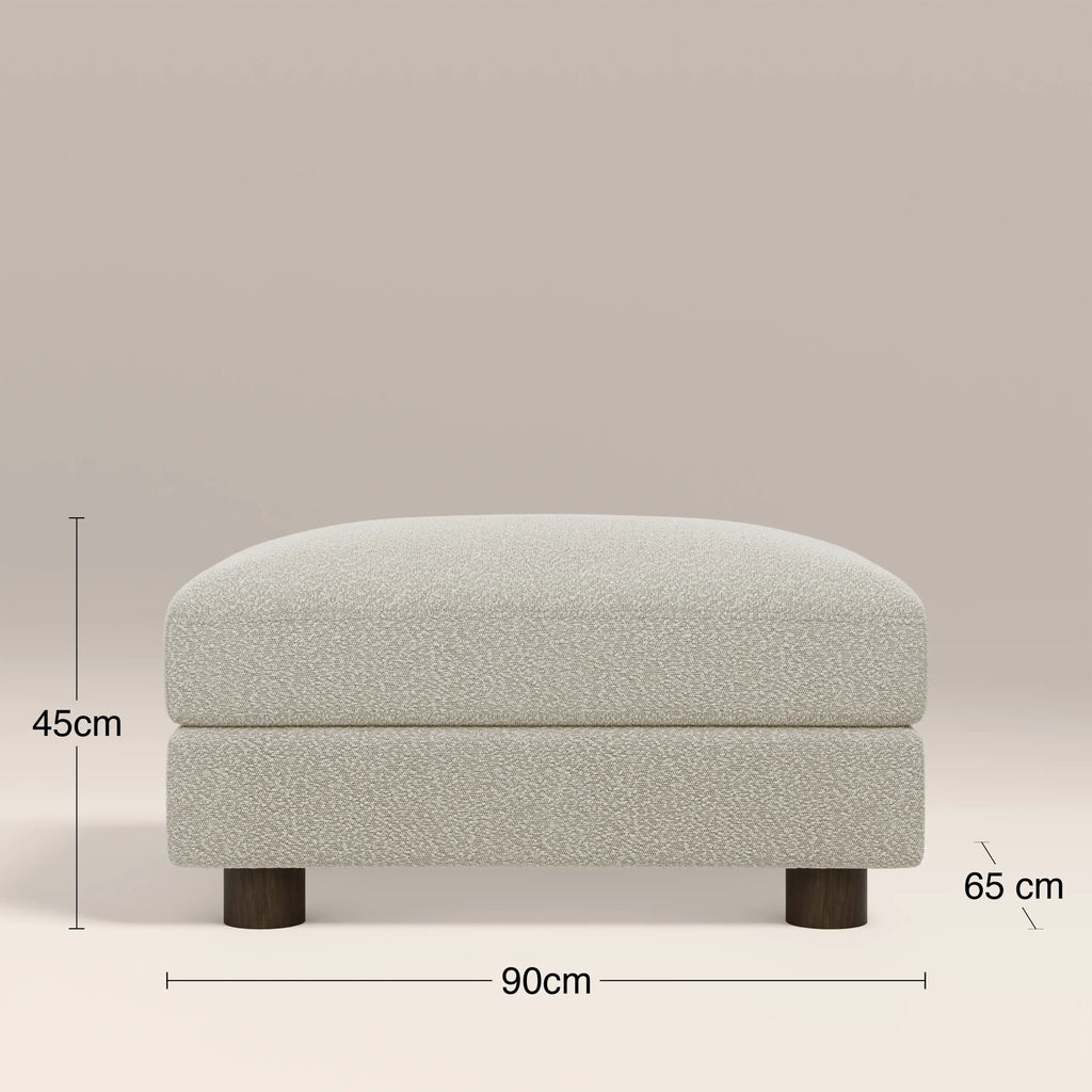 Halton Footstool | Speckled Stone Sustainable Boucle