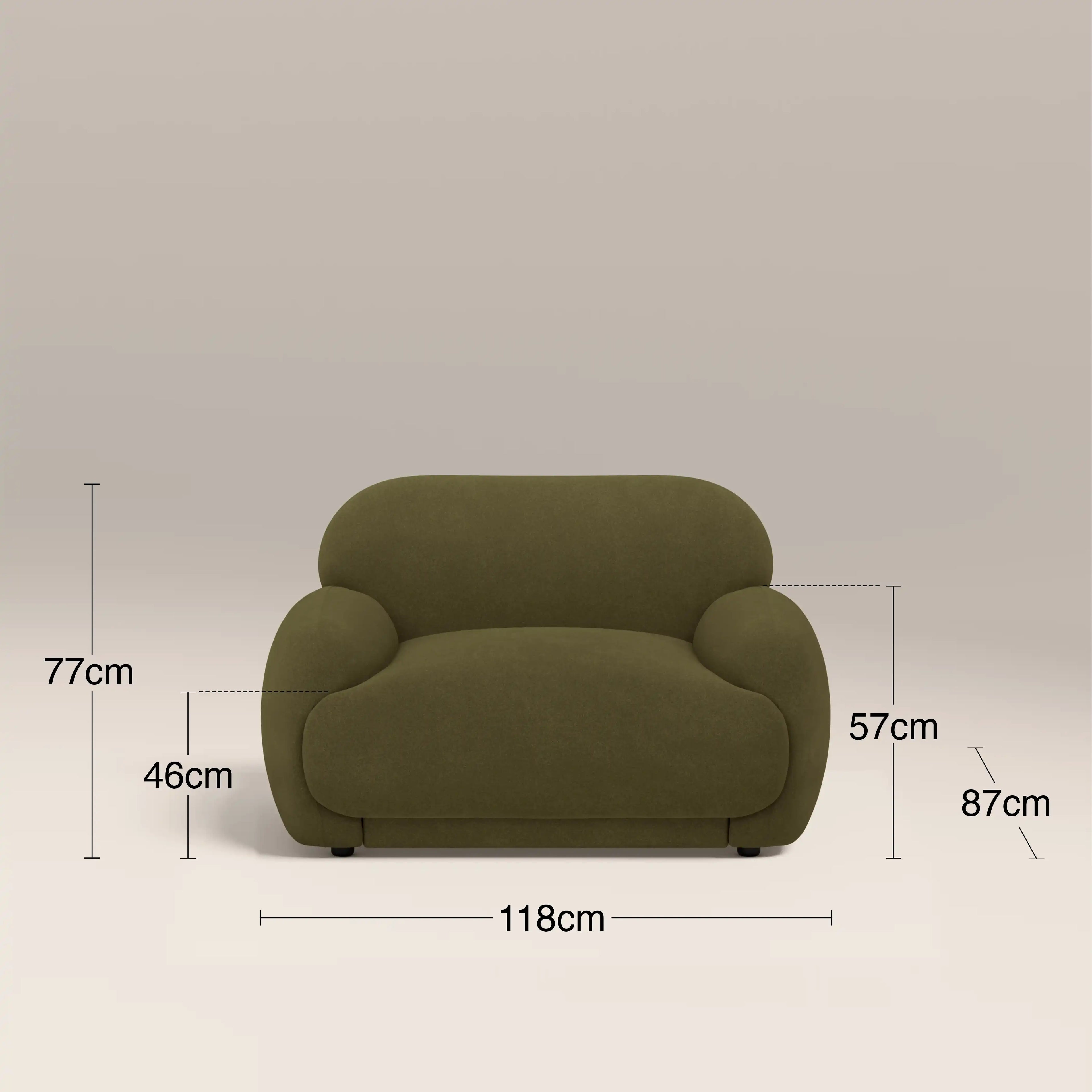 Cloud Armchair | Moss Green Sustainable Mohair Velvet
