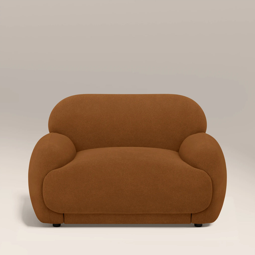 Cloud Armchair | Caramel Brown Sustainable Mohair Velvet