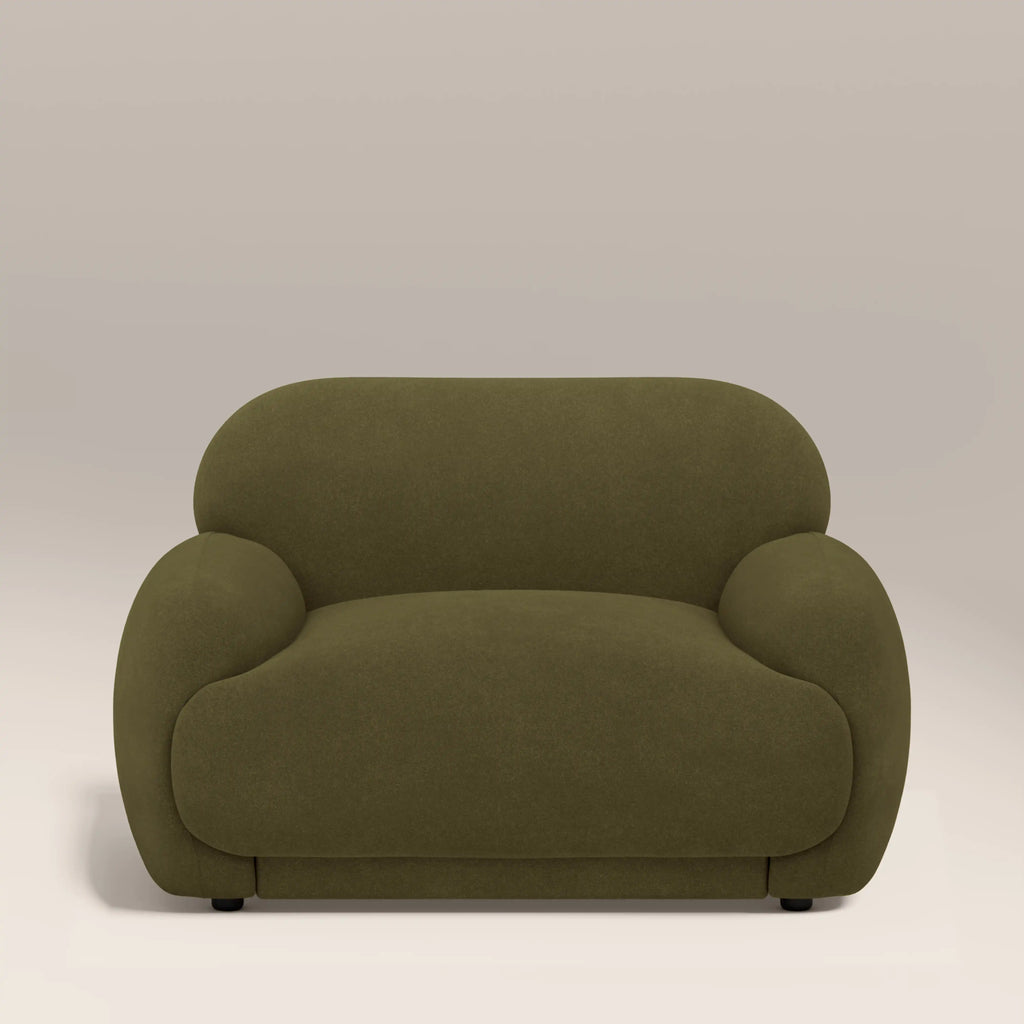Cloud Armchair | Moss Green Sustainable Mohair Velvet