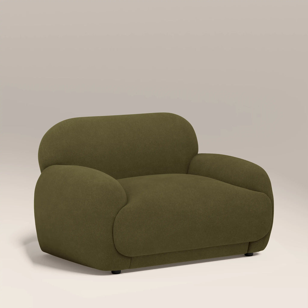 Cloud Armchair | Moss Green Sustainable Mohair Velvet