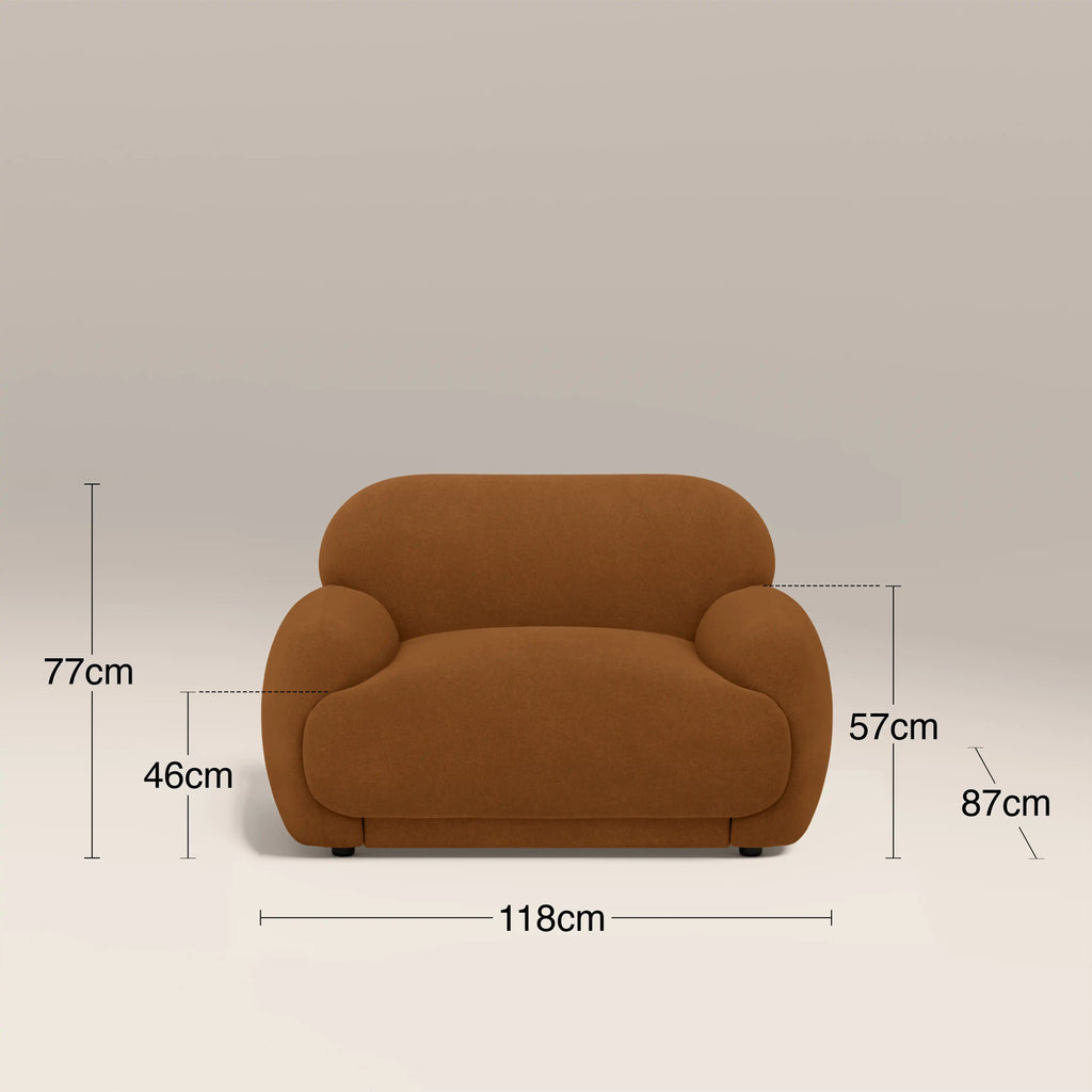 Cloud Armchair | Caramel Brown Sustainable Mohair Velvet