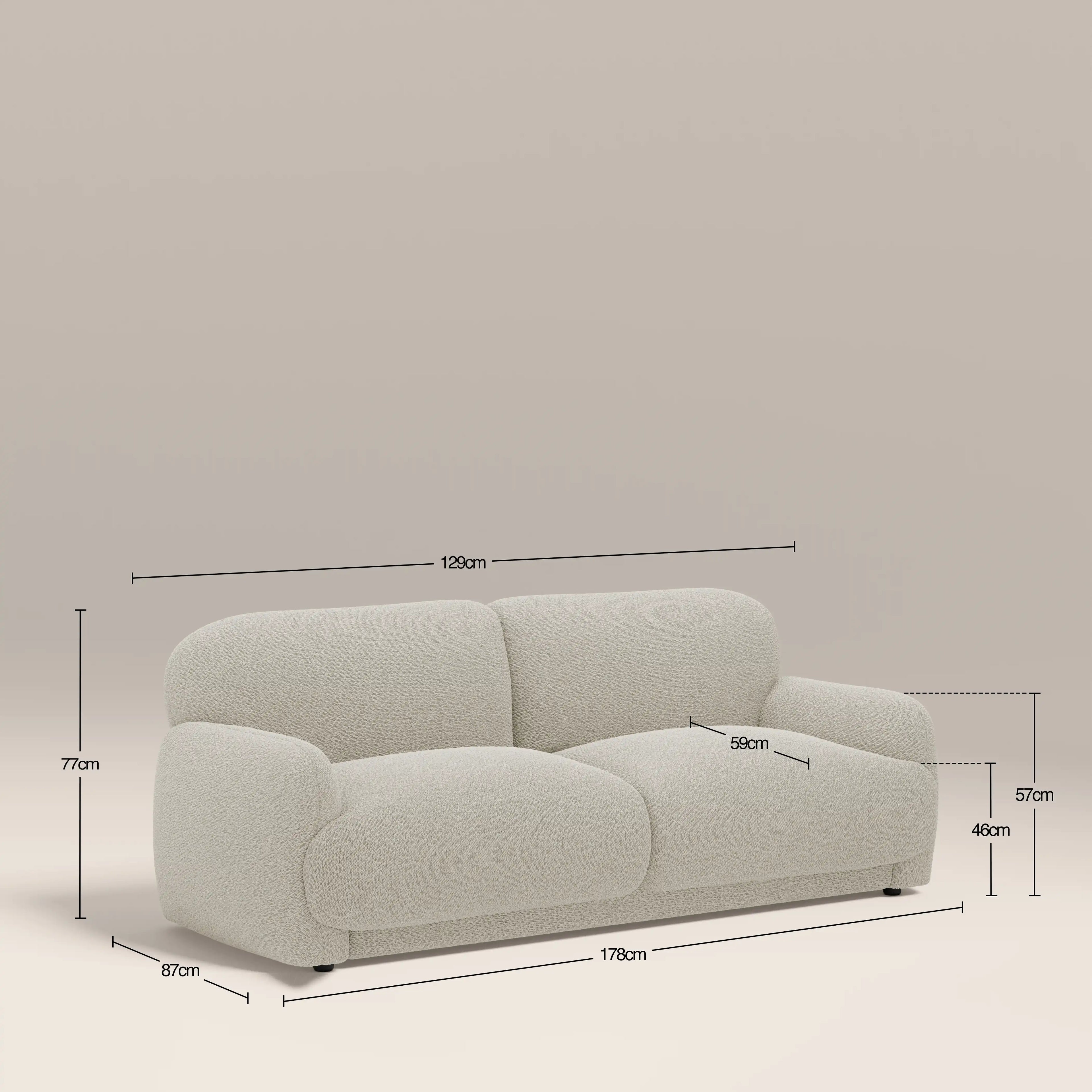 Cloud 2 Seater Sofa | Speckled Stone Sustainable Boucle