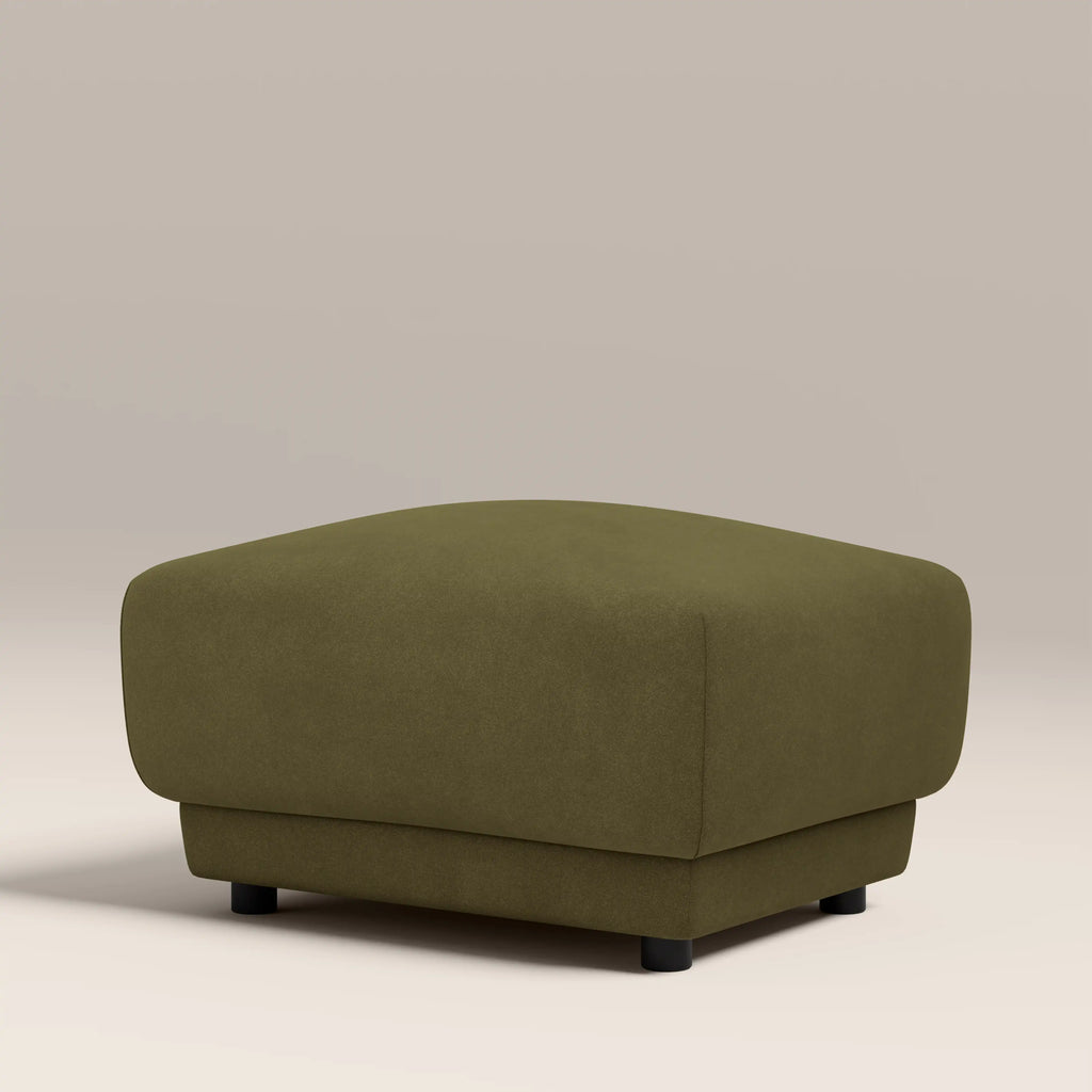Cloud Footstool | Moss Green Sustainable Mohair Velvet