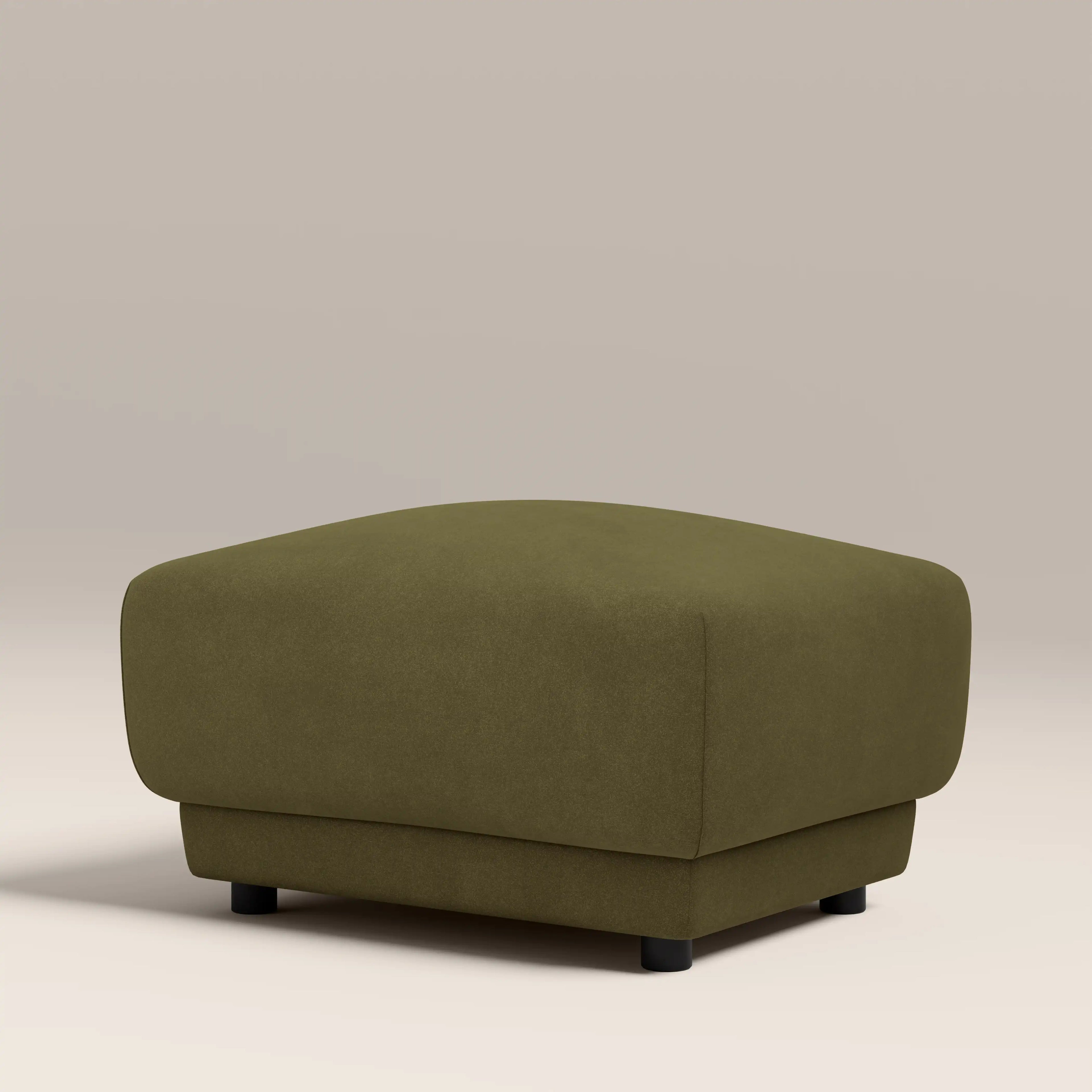 Cloud Footstool | Moss Green Sustainable Mohair Velvet