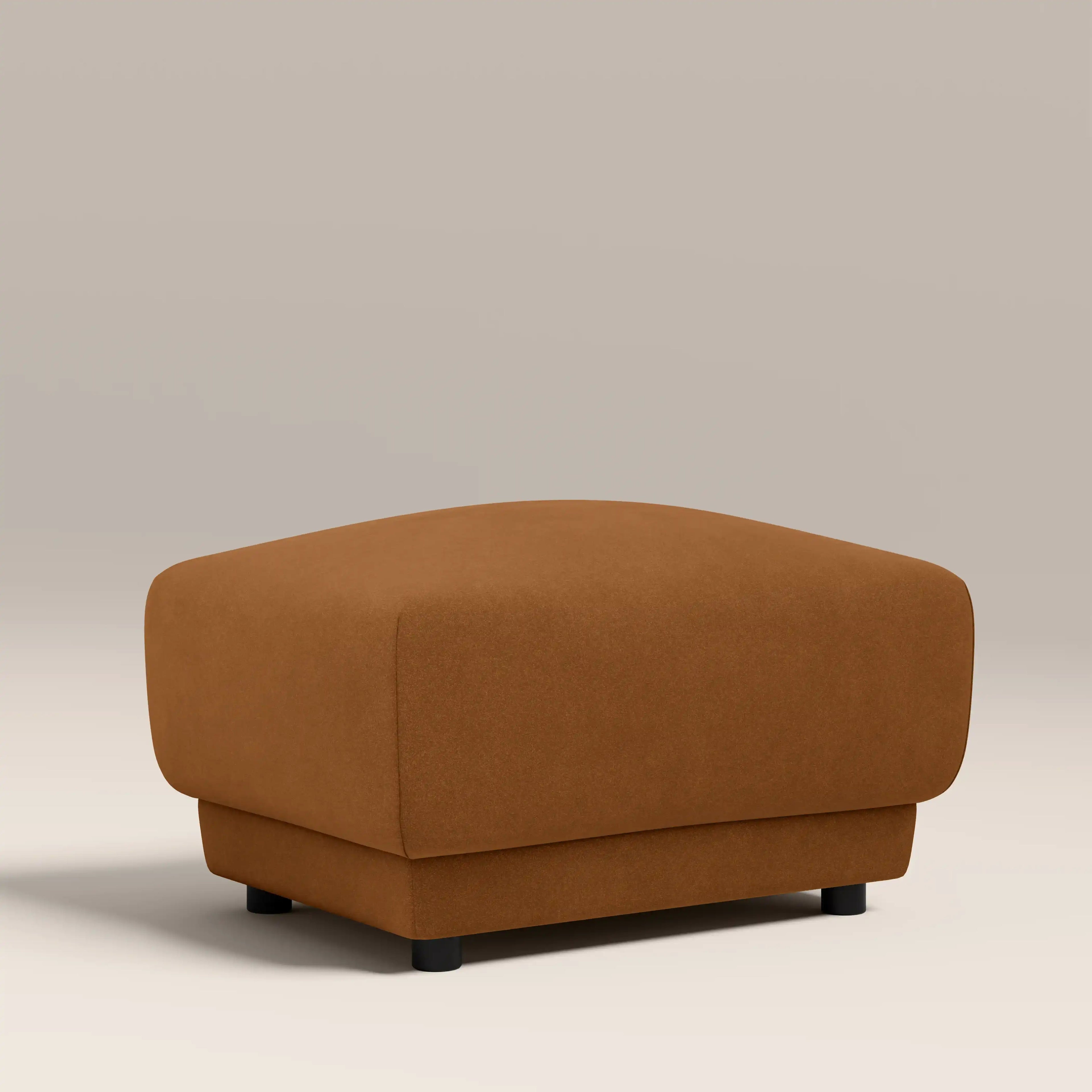 Cloud Footstool | Caramel Brown Sustainable Mohair Velvet