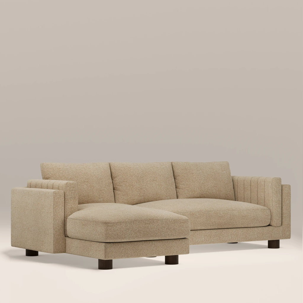 Halton Left Hand Chaise Sofa | Speckled Latte Boucle