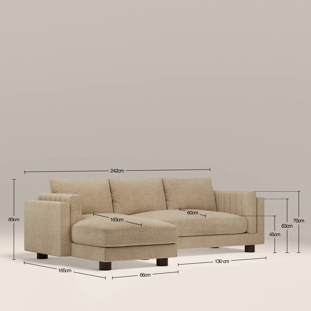 Halton Left Hand Chaise Sofa | Speckled Latte Boucle