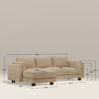 Halton Left Hand Chaise Sofa | Speckled Latte Boucle