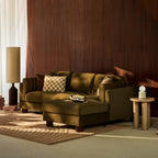 Halton Right Hand Chaise Sofa | Moss Green Sustainable Mohair Velvet