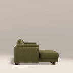 Halton Left Hand Chaise Sofa | Moss Green Sustainable Mohair Velvet