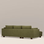 Halton Left Hand Chaise Sofa | Moss Green Sustainable Mohair Velvet