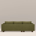 Halton Left Hand Chaise Sofa | Moss Green Sustainable Mohair Velvet