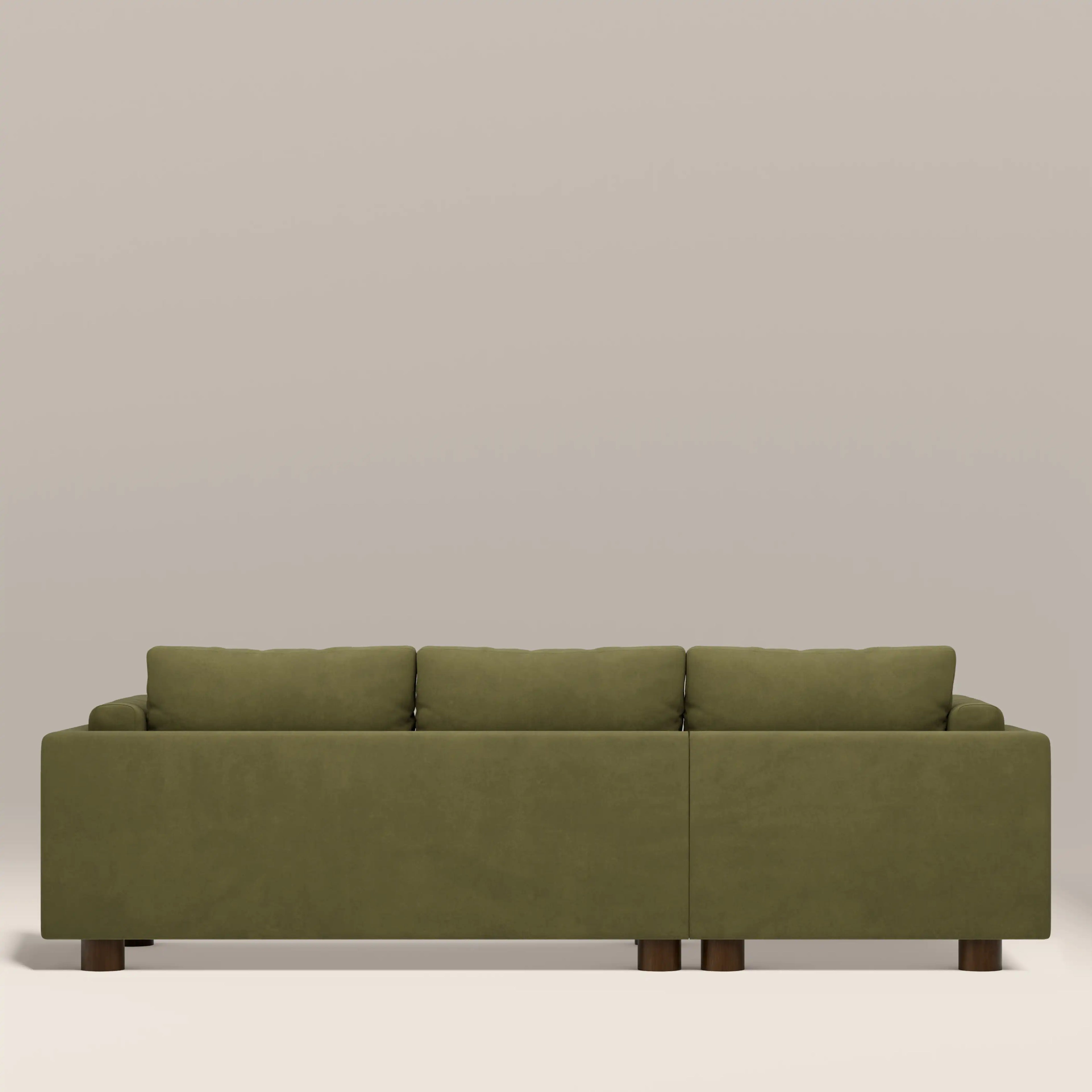 Halton Left Hand Chaise Sofa | Moss Green Sustainable Mohair Velvet