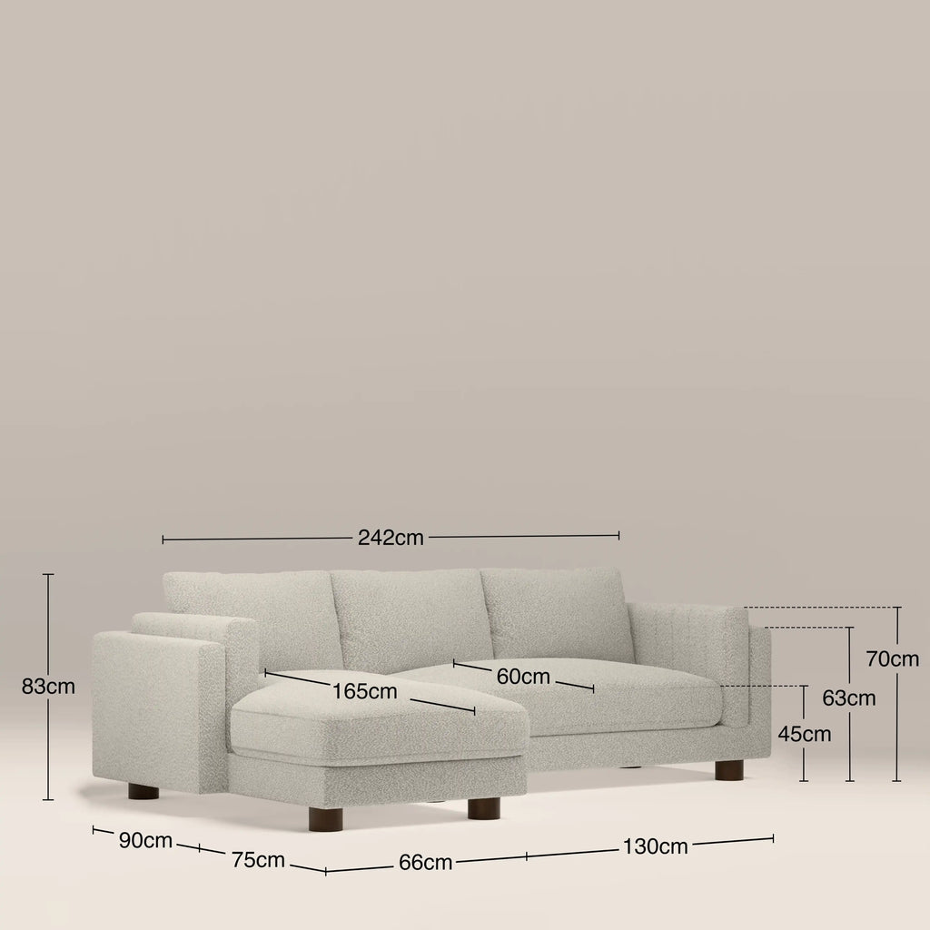 Halton Left Hand Chaise Sofa | Speckled Stone Sustainable Boucle