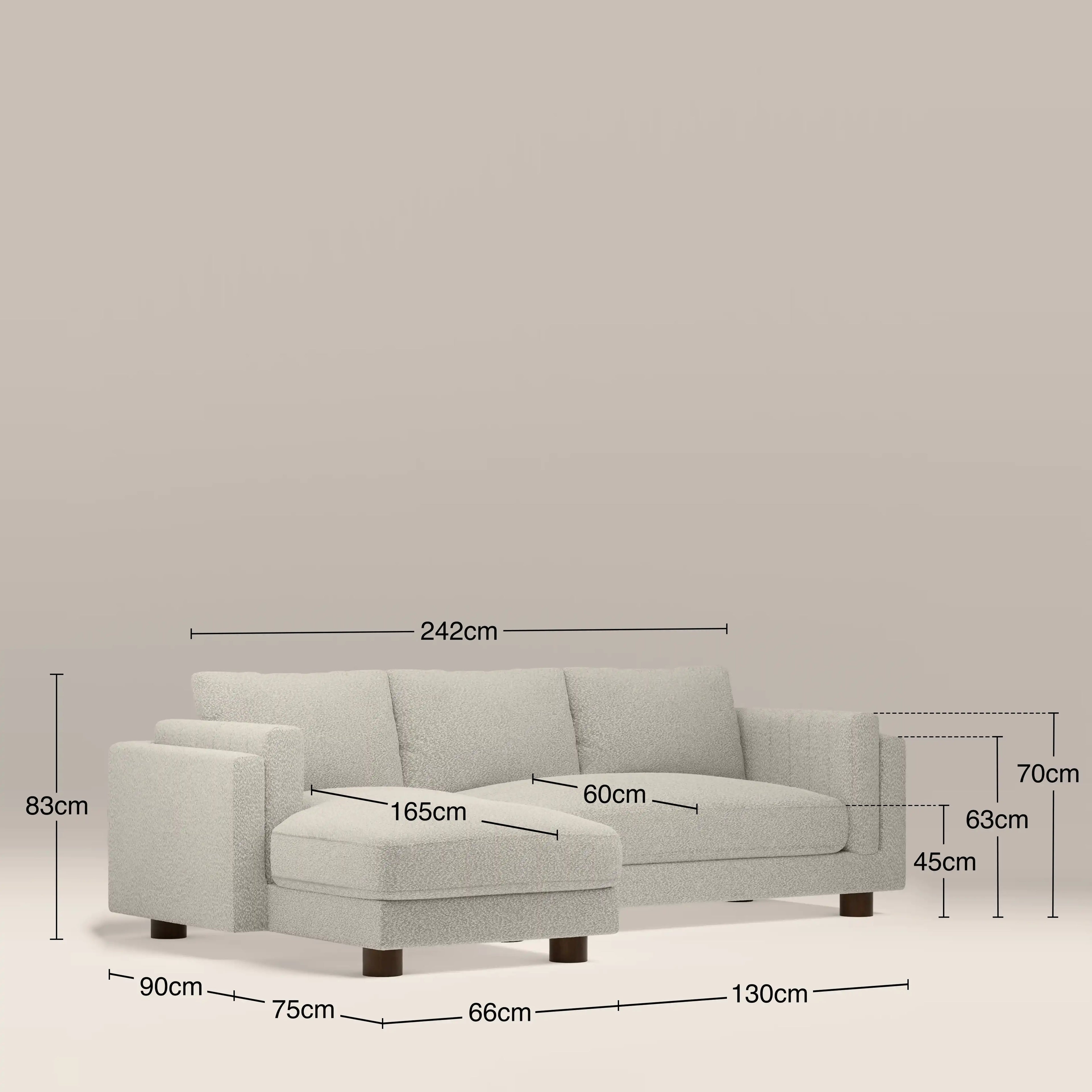 Halton Left Hand Chaise Sofa | Speckled Stone Sustainable Boucle