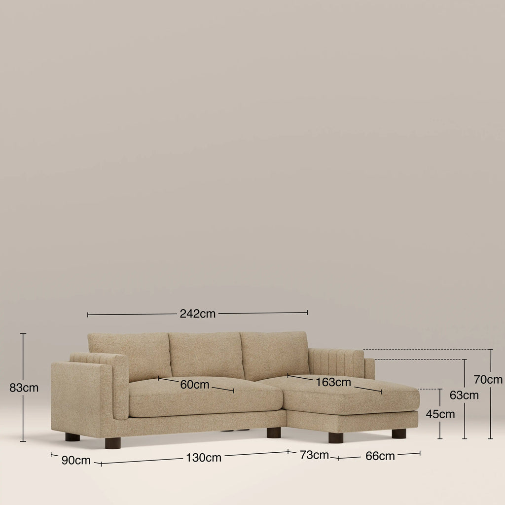 Halton Right Hand Chaise Sofa | Speckled Latte Boucle