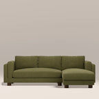 Halton Right Hand Chaise Sofa | Moss Green Sustainable Mohair Velvet