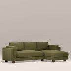 Halton Right Hand Chaise Sofa | Moss Green Sustainable Mohair Velvet