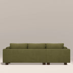 Halton Right Hand Chaise Sofa | Moss Green Sustainable Mohair Velvet