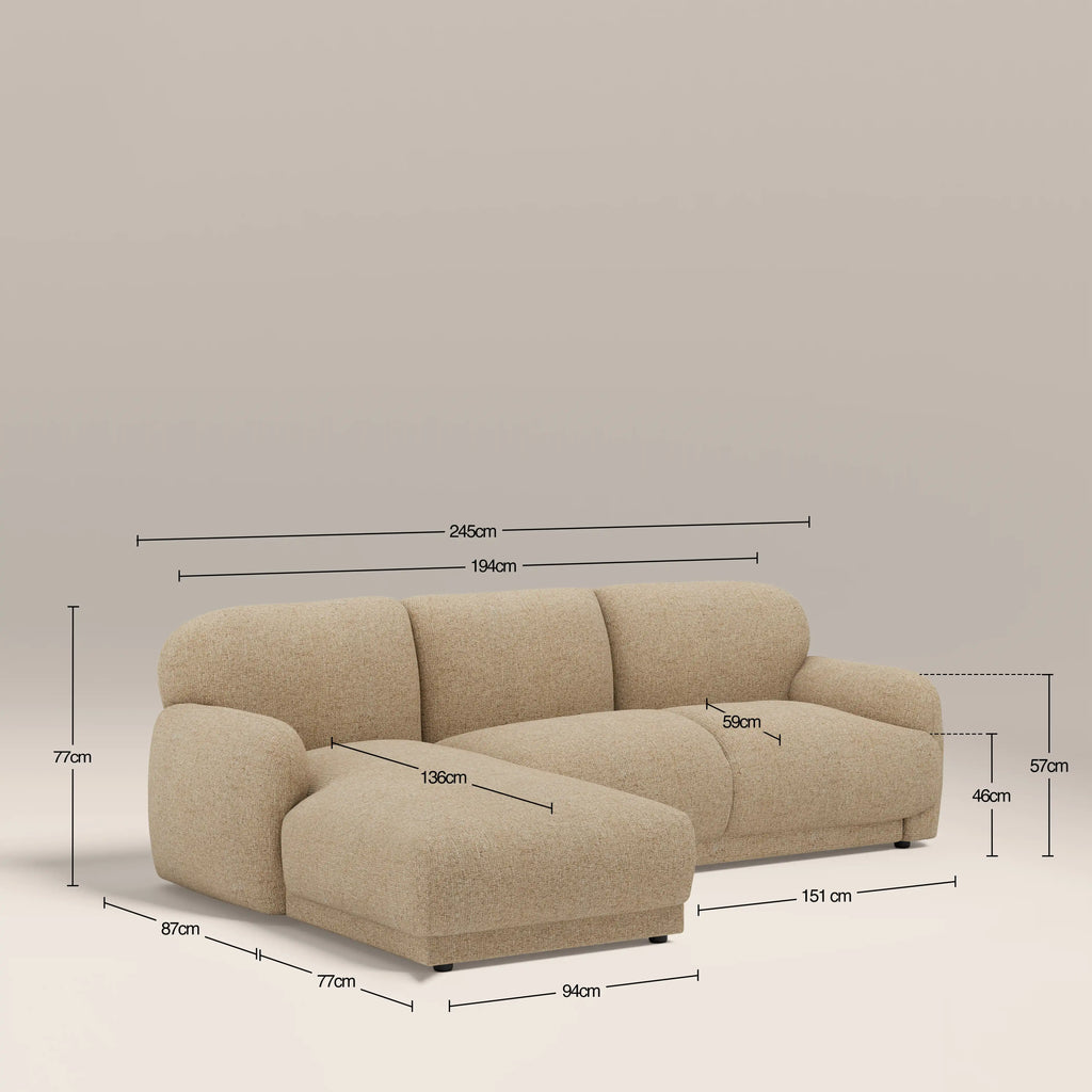 Cloud Left Hand Chaise Sofa | Speckled Latte Boucle