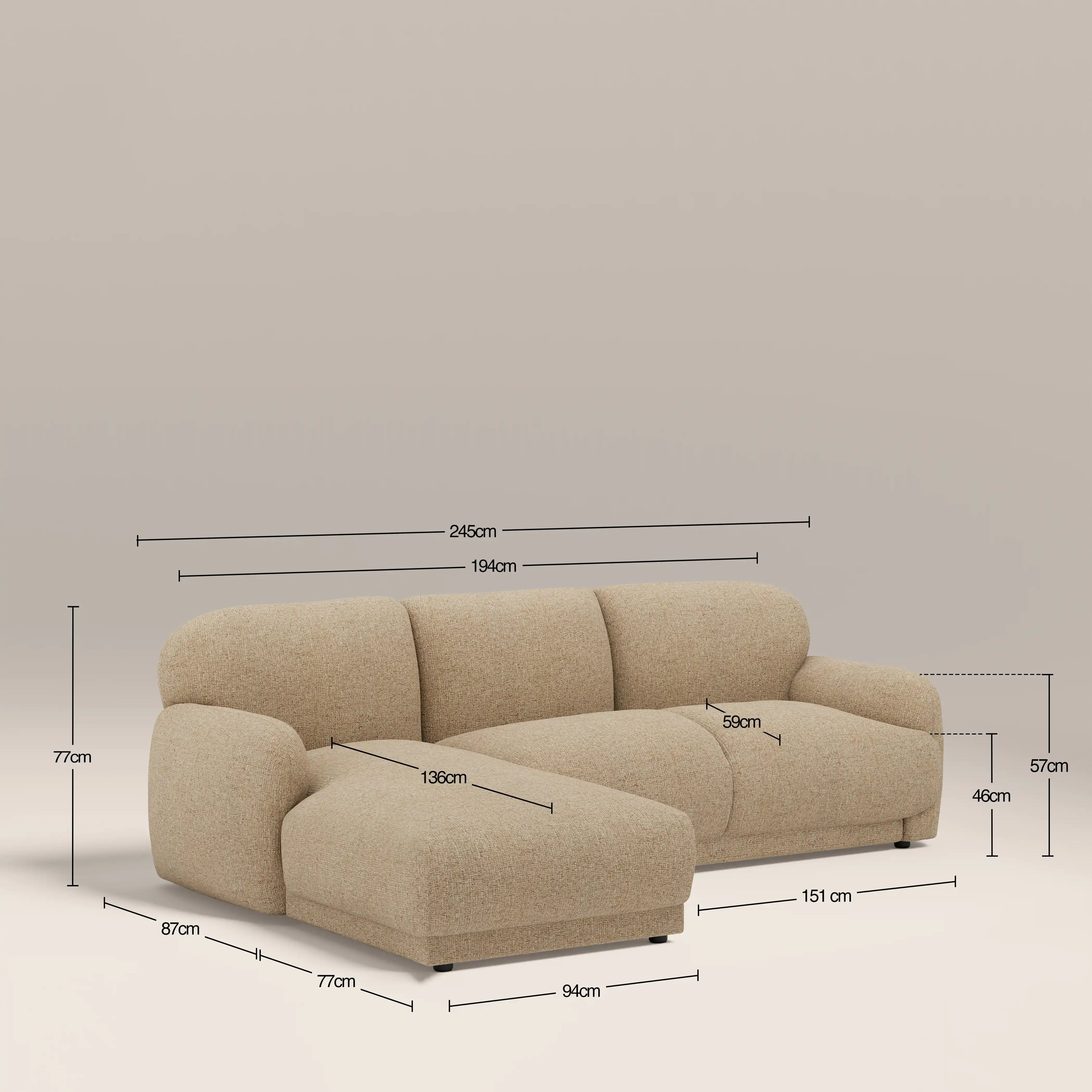 Cloud Left Hand Chaise Sofa | Speckled Latte Boucle