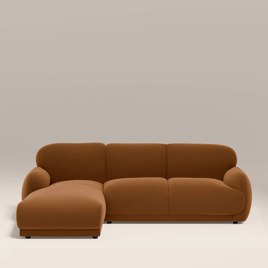 Cloud Left Hand Chaise Sofa | Caramel Brown Sustainable Mohair Velvet