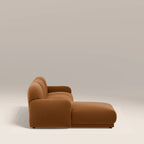 Cloud Left Hand Chaise Sofa | Caramel Brown Sustainable Mohair Velvet