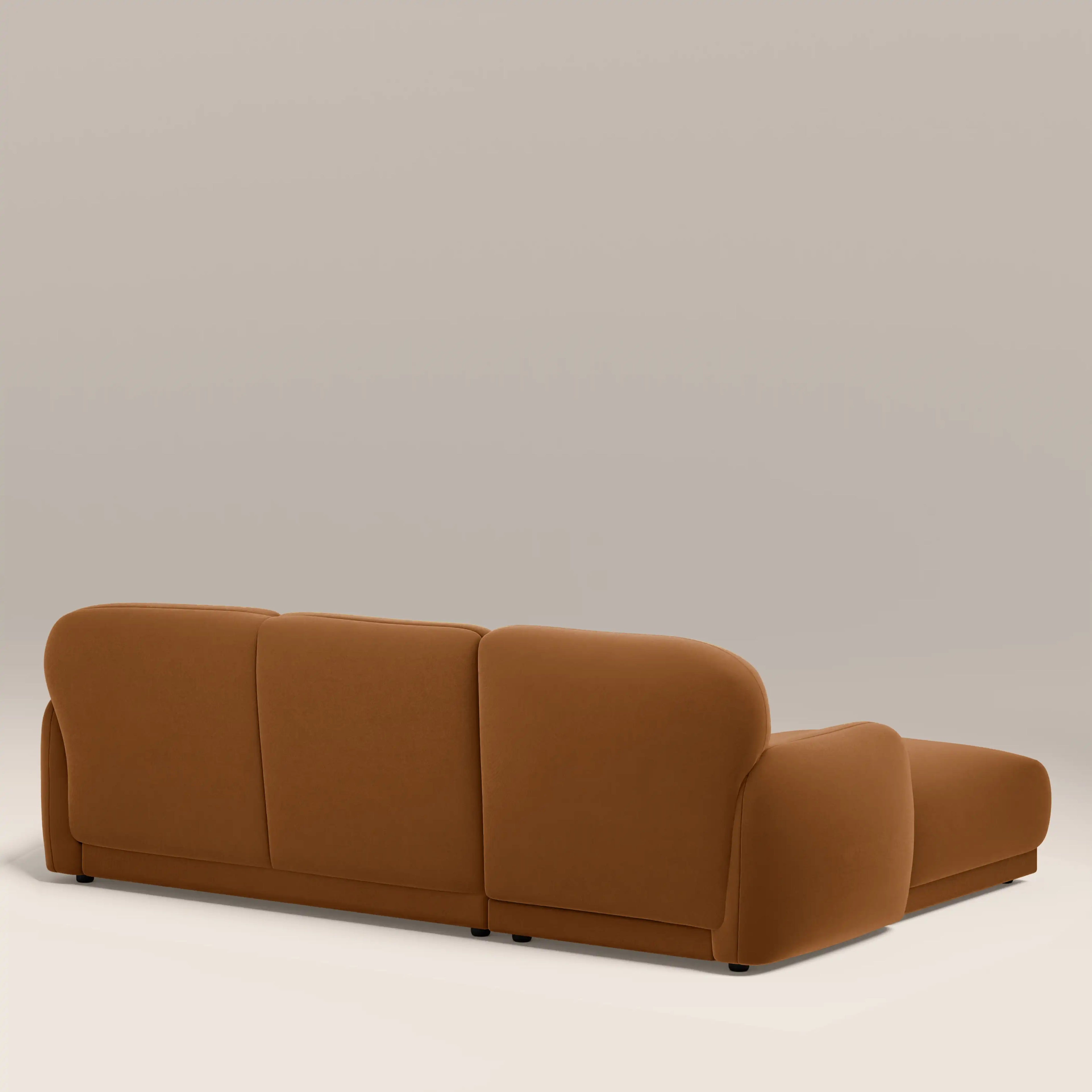 Cloud Left Hand Chaise Sofa | Caramel Brown Sustainable Mohair Velvet