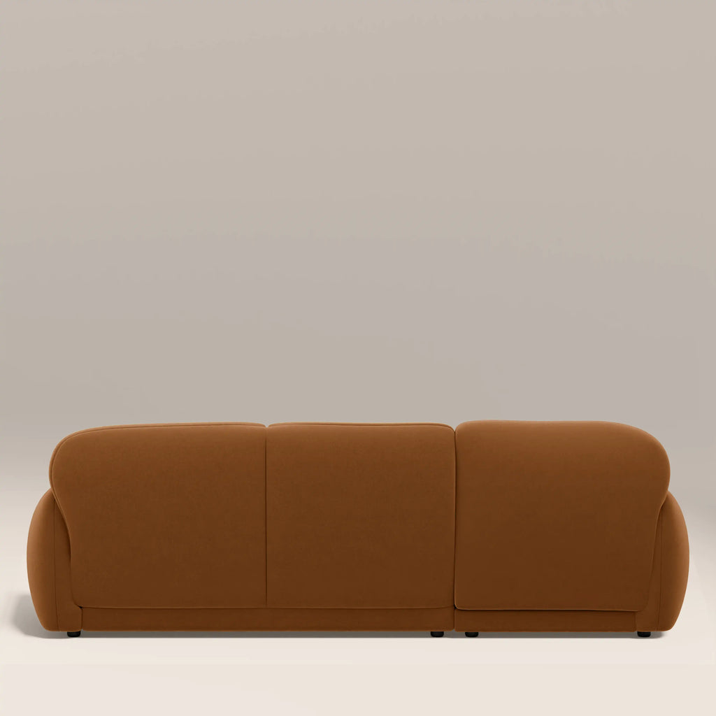 Cloud Left Hand Chaise Sofa | Caramel Brown Sustainable Mohair Velvet