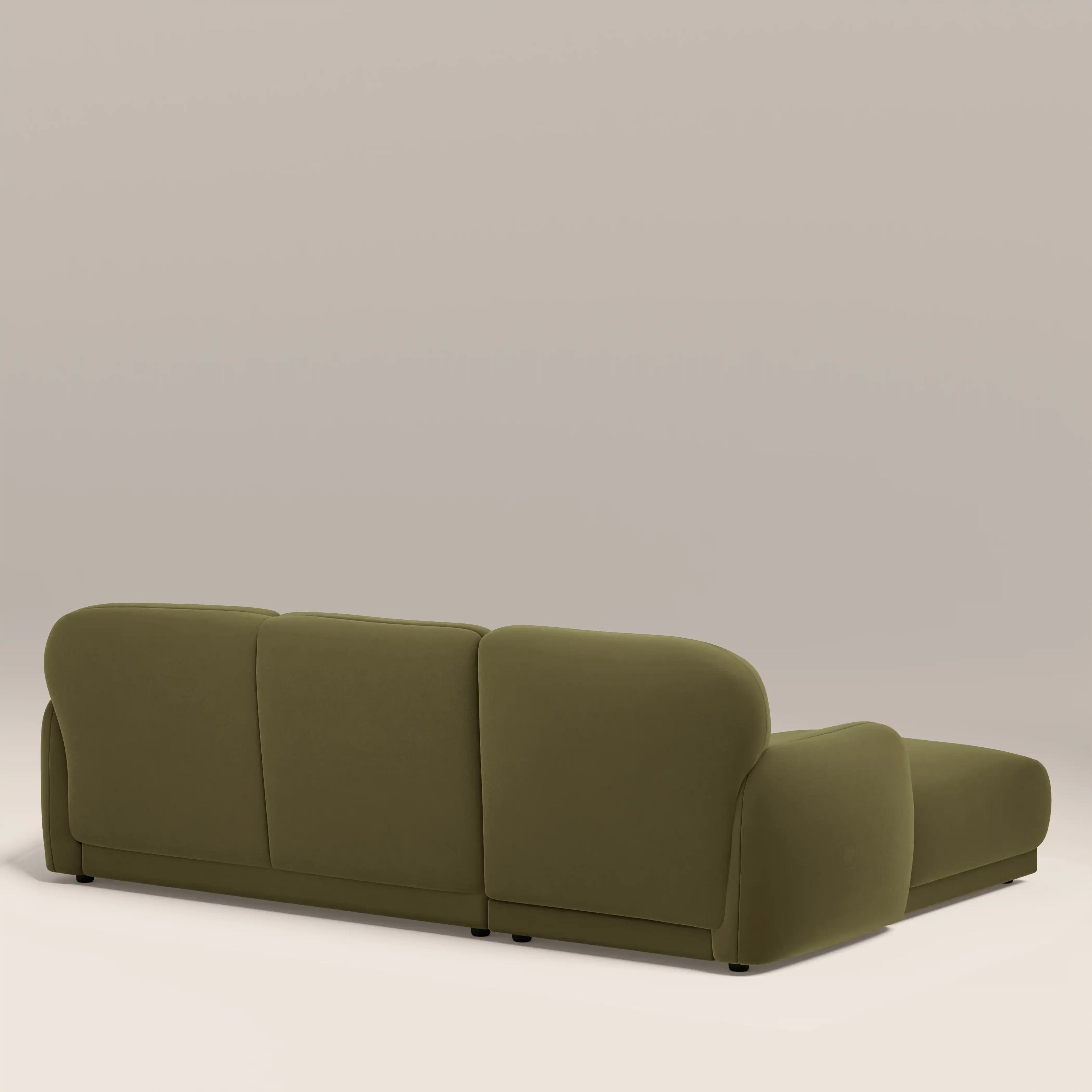 Cloud Left Hand Chaise Sofa | Moss Green Sustainable Mohair Velvet