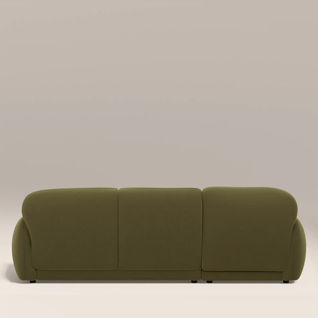 Cloud Left Hand Chaise Sofa | Moss Green Sustainable Mohair Velvet