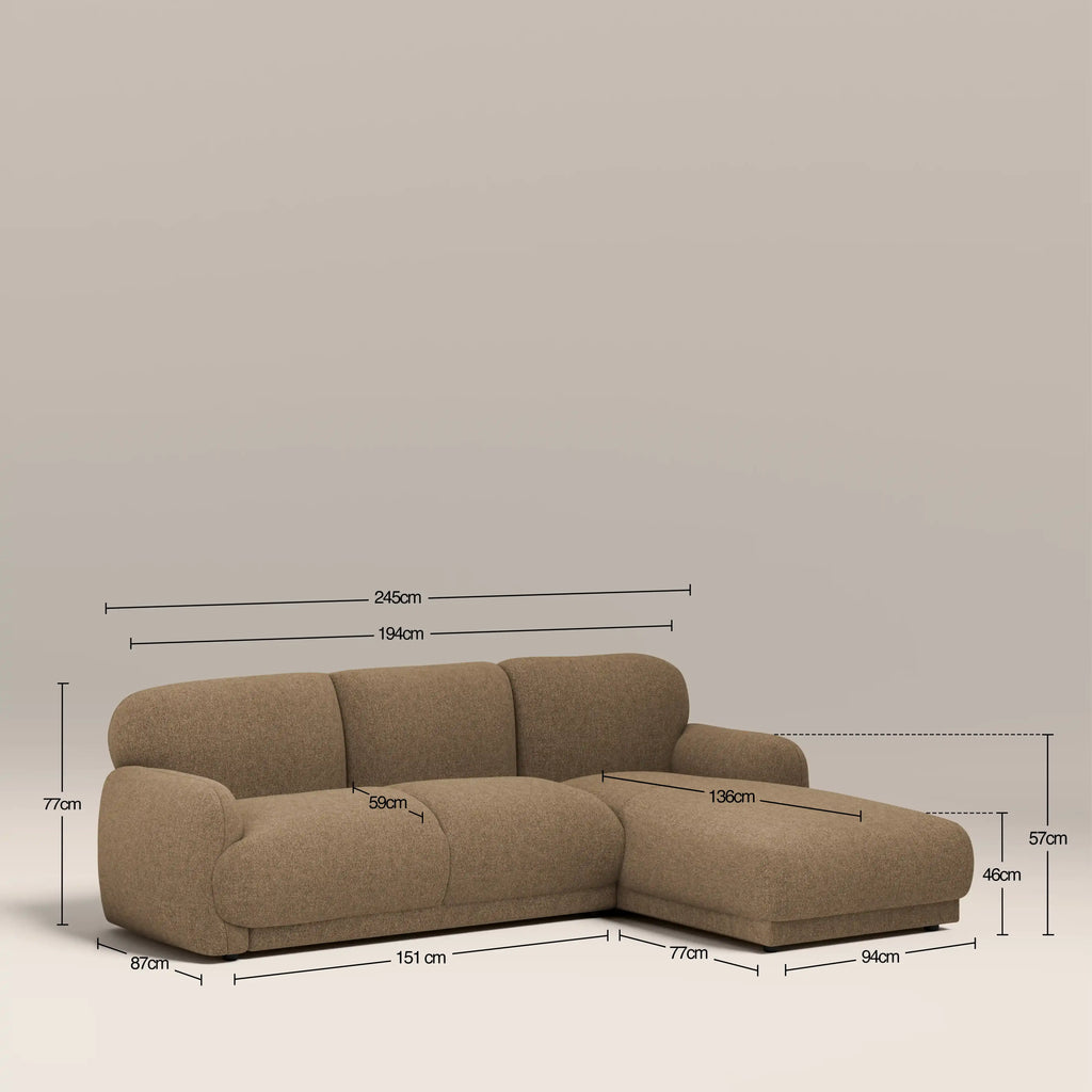 Cloud Right Hand Chaise Sofa | Speckled Cappuccino Boucle