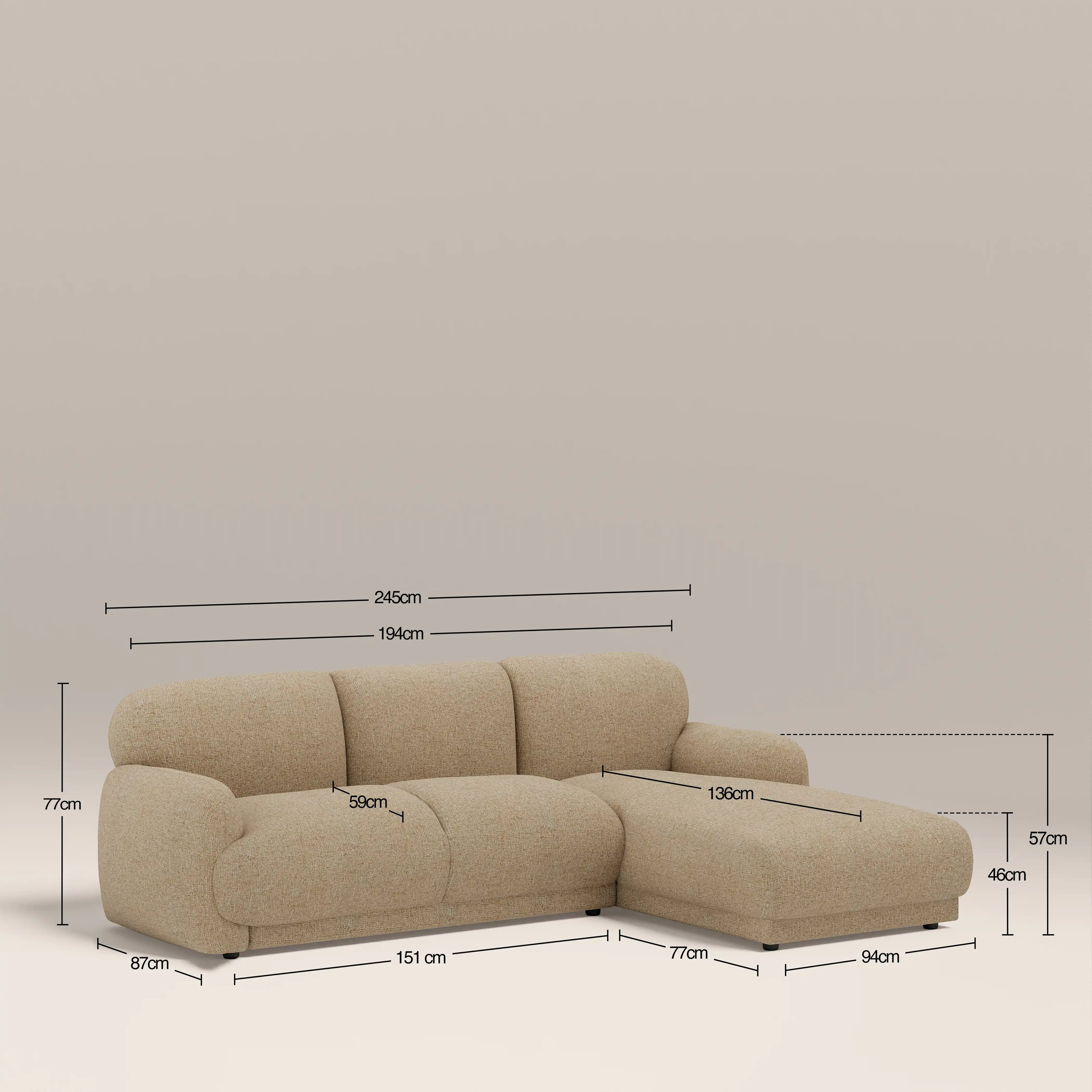 Cloud Right Hand Chaise Sofa | Speckled Latte Boucle